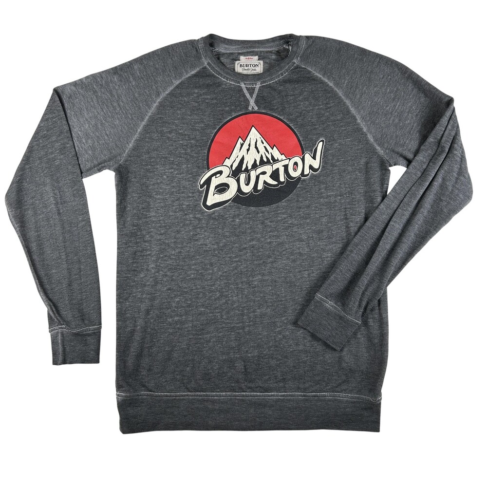Burton Sweatshirt Mens Medium Gray Mountain Graphic Lightweight Pullover